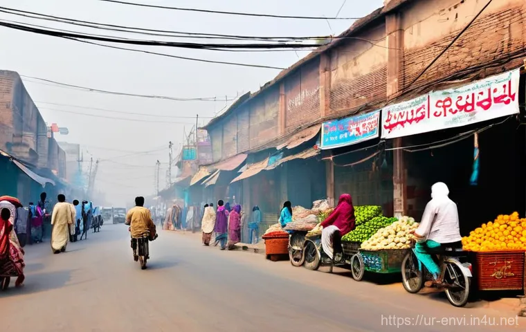 환경분야 논문 작성법 - **Prompt 1: Urban Smog and Resilience in Lahore**
    "A bustling street scene in Lahore, Pakistan, ...