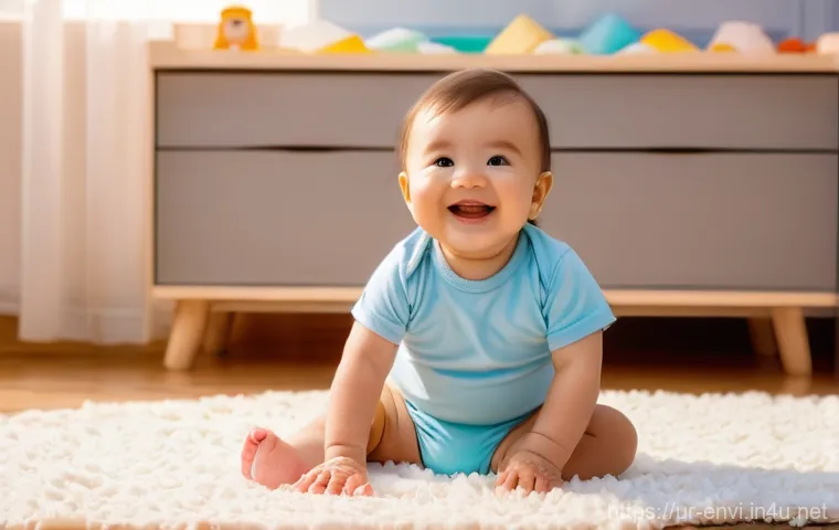 환경보건 자격증 실기 노하우 - **Prompt 1 (Baby):** A joyful infant, approximately 8-10 months old, with bright, curious eyes and a...