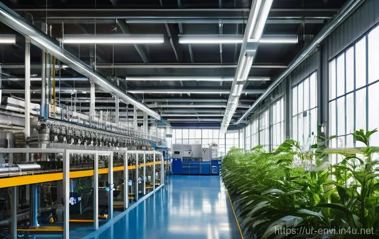 환경 관련 자격증 중요성 - **Prompt: "A bustling, modern factory interior in an urban Pakistani setting. Sunlight streams throu...