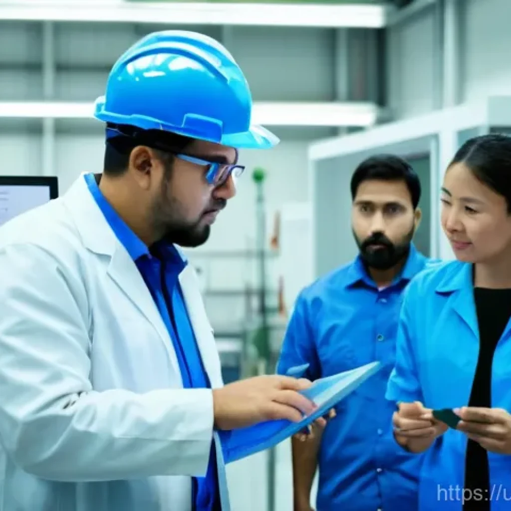환경보건기사 학습 자료 - **Prompt:** A diverse group of environmental engineers, comprising both men and women of various eth...