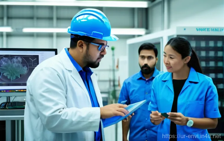 환경보건기사 학습 자료 - **Prompt:** A diverse group of environmental engineers, comprising both men and women of various eth...