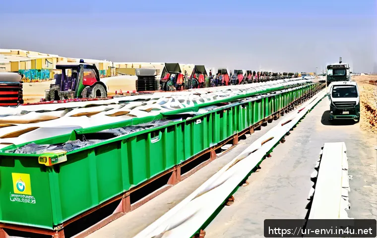 환경기술사 자격증 유용성 분석 - A detailed scene of a modern recycling plant in Pakistan, showcasing advanced machinery converting w...