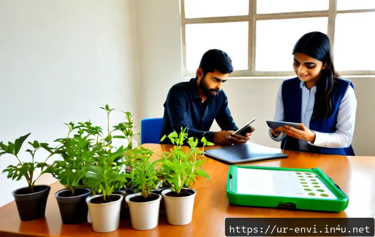Home 13 환경 관련 공모전 준비법 - Photorealistic environmental competition preparation scene in a bright Pakistani university studio, ...